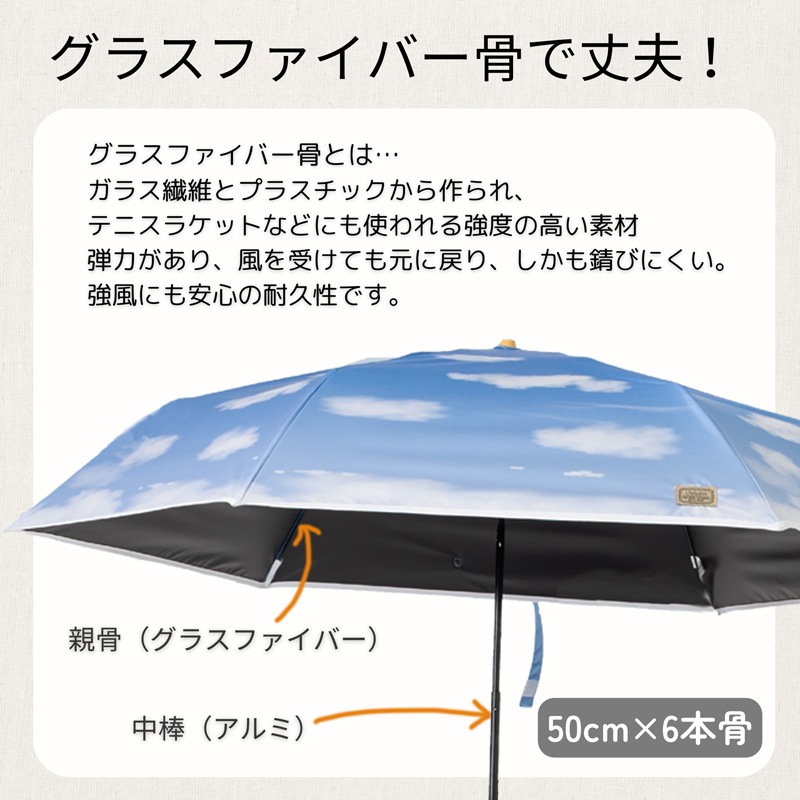 熱中症対策に！ UV遮熱遮光　キッズミニ傘　青空（あおぞら）50ｃｍ　遮熱・遮光　