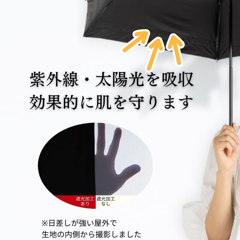 UV遮熱遮光三つ折り傘　晴雨兼用　ボーダーリボン ホワイト　50ｃｍ