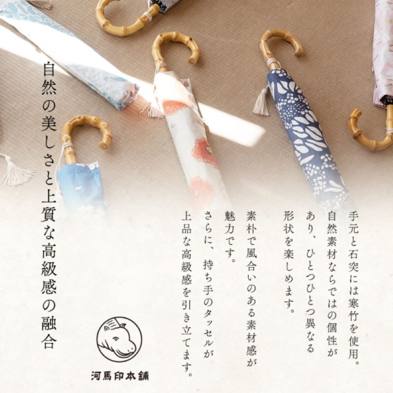 晴雨兼用日傘2段ミニ折りたたみ傘 ピンポンマム(青藍/せいらん) 50cm 遮熱・遮光