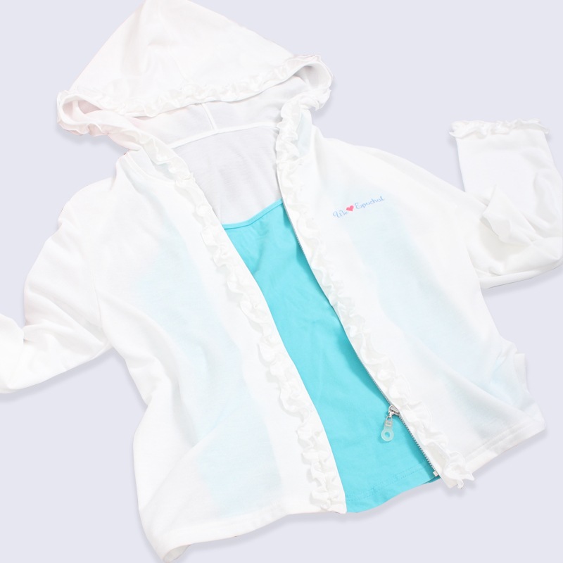 【女児のためのUV対策】着るだけUV対策　冷感フリルパーカー