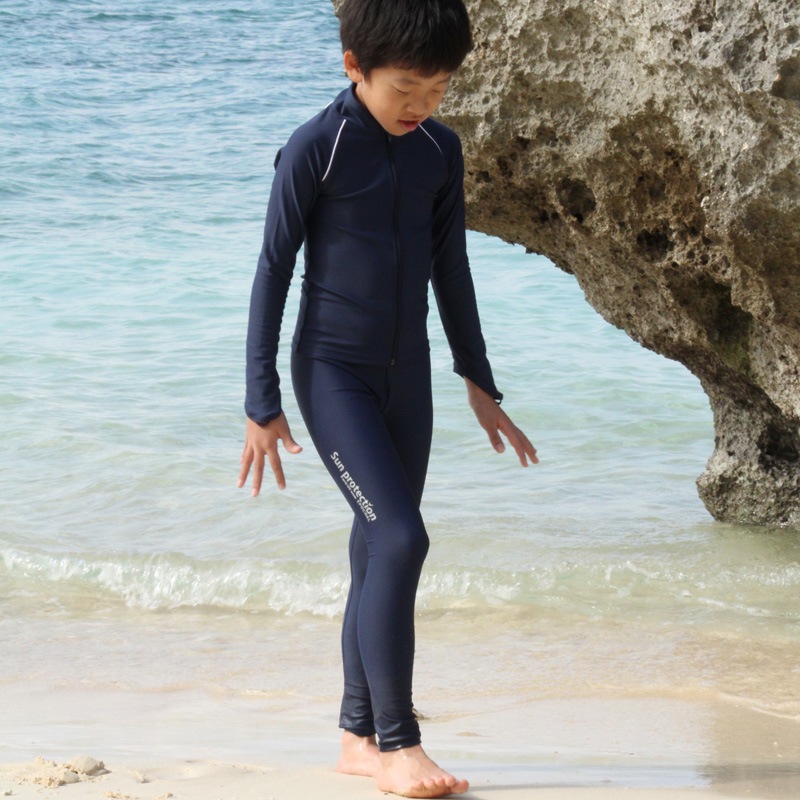 お品切れ　スクールUVカットスイムウェア前開き　【日本学校保健会推薦用品】　紫外線対策