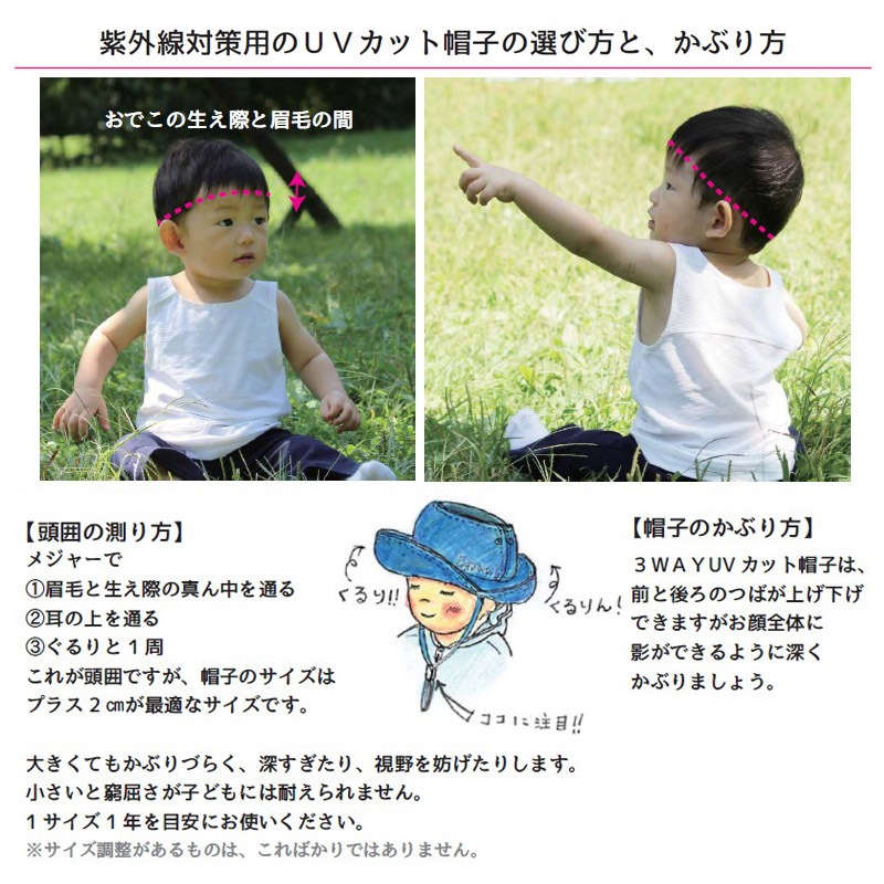 赤ちゃんのためのUVカット帽子　3WAYサンプロテクトハット　エポカル　紫外線対策