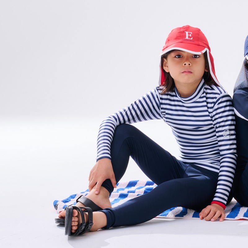 水陸両用UVフラップ帽子　子供用UVカット帽子（レッド）　紫外線対策