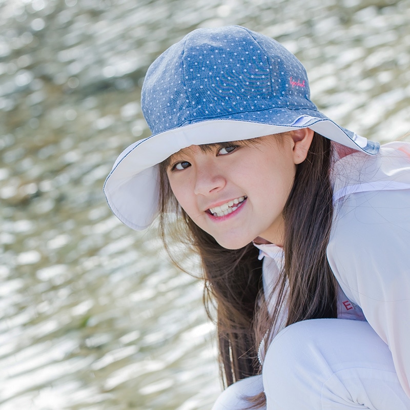 サイズ調整ラクラク! UVカットフラワーハット 子供用 紫外線対策用