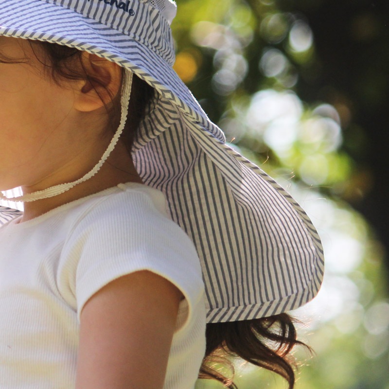 【爽やかで涼しげな肌心地の良いUV対策帽子】　UVカットエアスルーハット／ストライプ　UVカット帽子