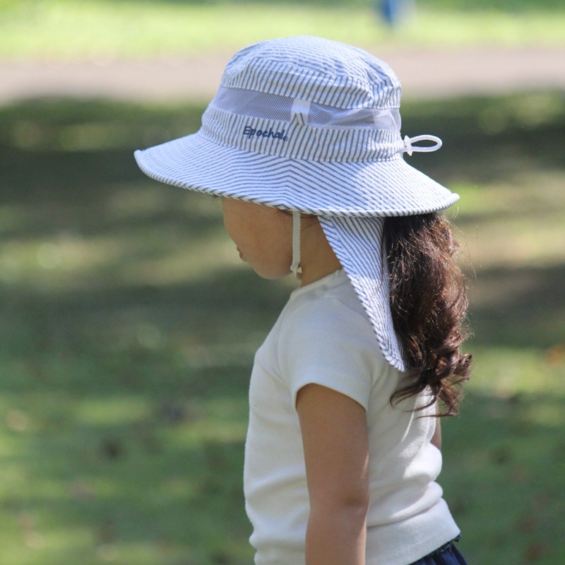 【爽やかで涼しげな肌心地の良いUV対策帽子】　UVカットエアスルーハット／ストライプ　UVカット帽子