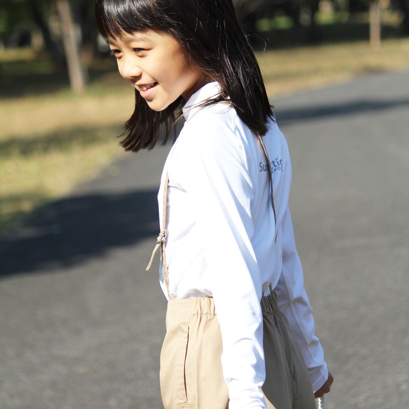 【敏感肌の賢いUVケア・ハイクオリティー】 ハイネックUVガード長袖メッシュシャツ 子供 紫外線対策