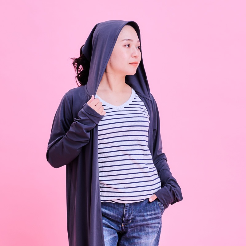 【近赤外線と紫外線をともにカットする】マジック3WAYフード付きロングカーディガン　Trubeaute(R)（トゥルーボーテ）