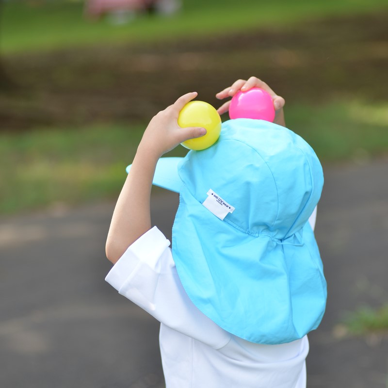 フラップつきUVカット体操帽子　スカイブルー　【日本学校保健会推薦用品】　紫外線対策