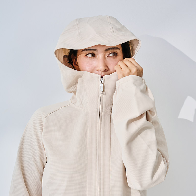 ご予約製品　3WAYフード付きプレミアムパーフェクトパーカー　ベージュ　エポックテックス