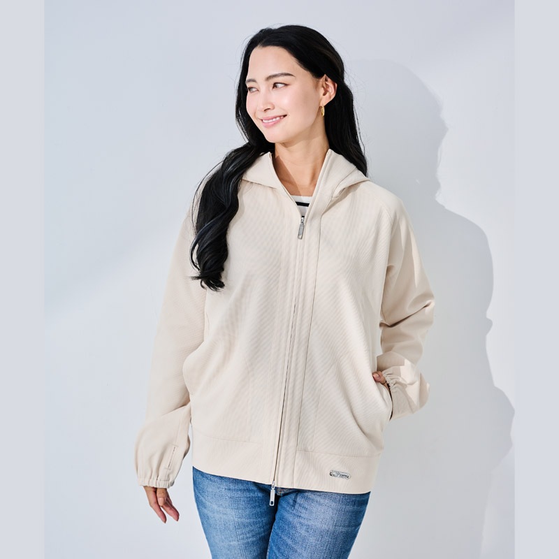 ご予約製品　3WAYフード付きプレミアムパーフェクトパーカー　ベージュ　エポックテックス