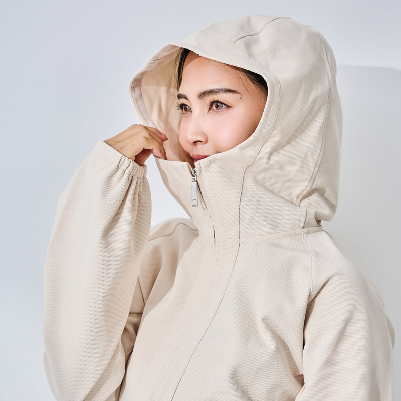 ご予約製品　3WAYフード付きプレミアムパーフェクトパーカー　ベージュ　エポックテックス