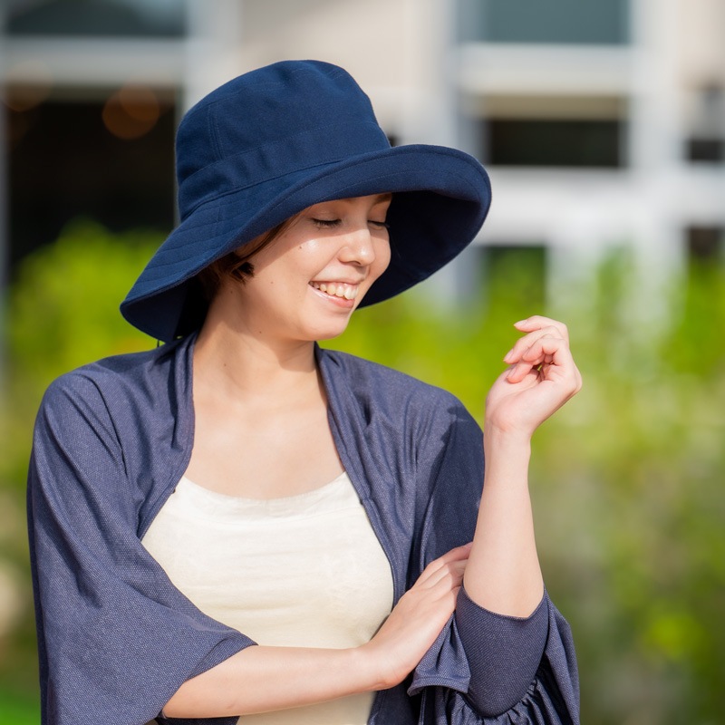 【世界最高水準のUVカット率99％以上】　UVカットノーブルハット　ネイビー　