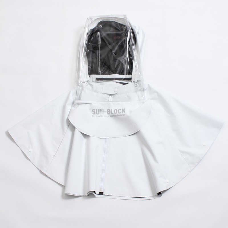 Fully shielded UV-cut cape for children with air conditioning fan