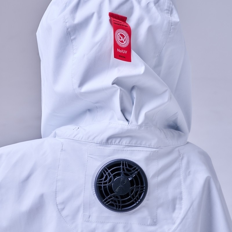 Fully shielded UV-cut cape for children with air conditioning fan