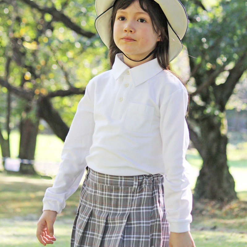 UVカットウェア　紫外線対策用　スクールポロシャツ　長袖　子供用　【日本学校保健会推薦製品】