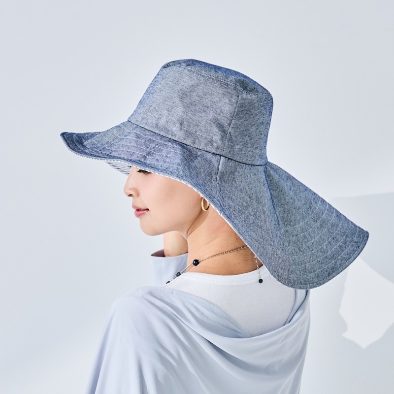 【かぶる日傘】　UVカットロングブリムハット　紫外線対策　UVカット帽子