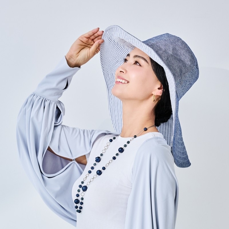 超つば長 UVカットロングブリムハット リバーシブル 紫外線対策 UV