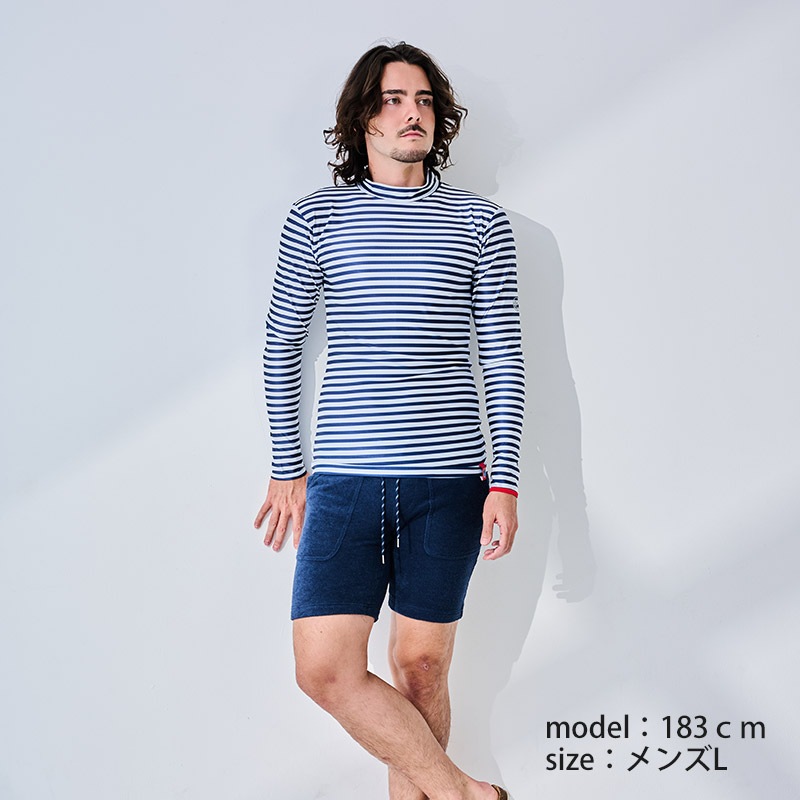 【綺麗に見える！】　マリンストライプUVラッシュガード　紫外線対策