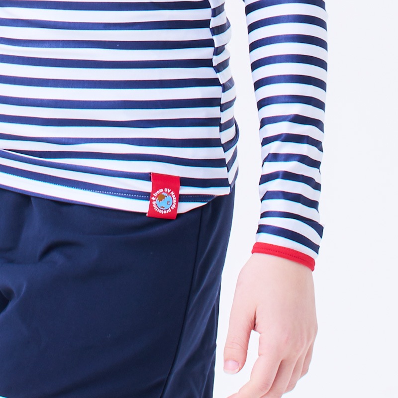 【綺麗に見える！】　マリンストライプUVラッシュガード　紫外線対策