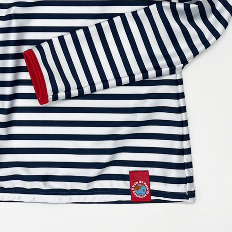 【綺麗に見える！】　マリンストライプUVラッシュガード　紫外線対策