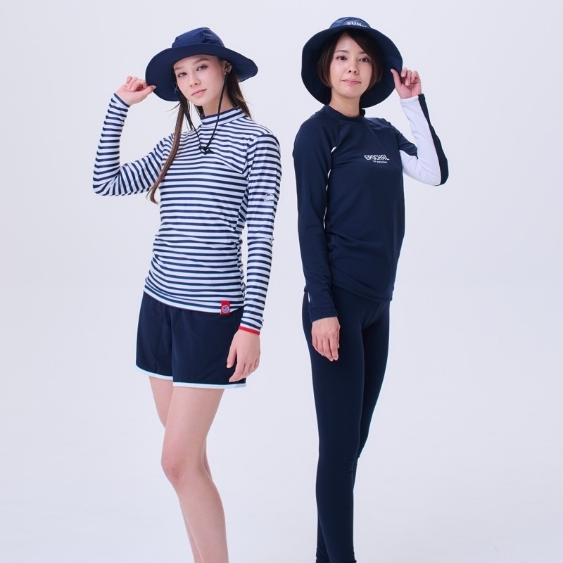 【綺麗に見える！】　マリンストライプUVラッシュガード　紫外線対策