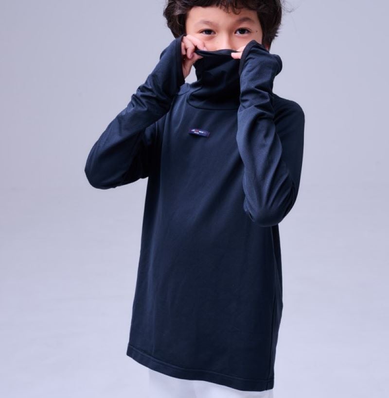 【敏感肌の賢いUVケア】　ハイネックロングスリーブストレッチシャツ　子供サイズ　日焼け対策