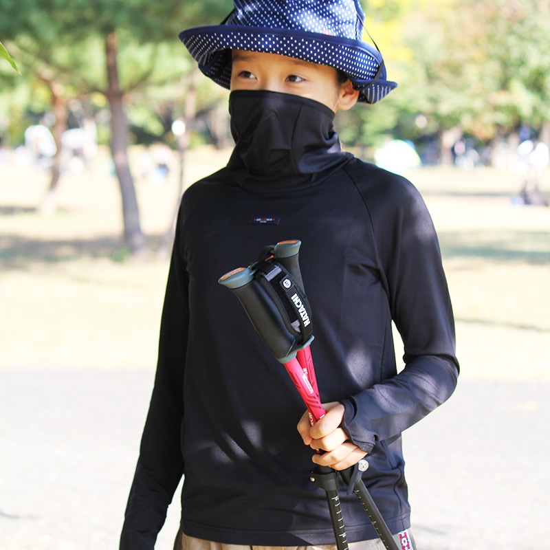 【敏感肌の賢いUVケア】　ハイネックロングスリーブストレッチシャツ　子供サイズ　日焼け対策