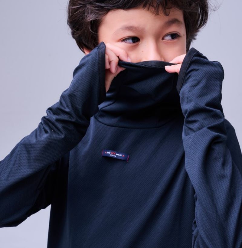 【敏感肌の賢いUVケア】　ハイネックロングスリーブストレッチシャツ　子供サイズ　日焼け対策