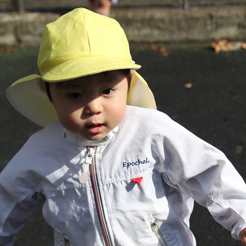 フラップつきUVカット体操帽子　イエロー　【日本学校保健会推薦用品】