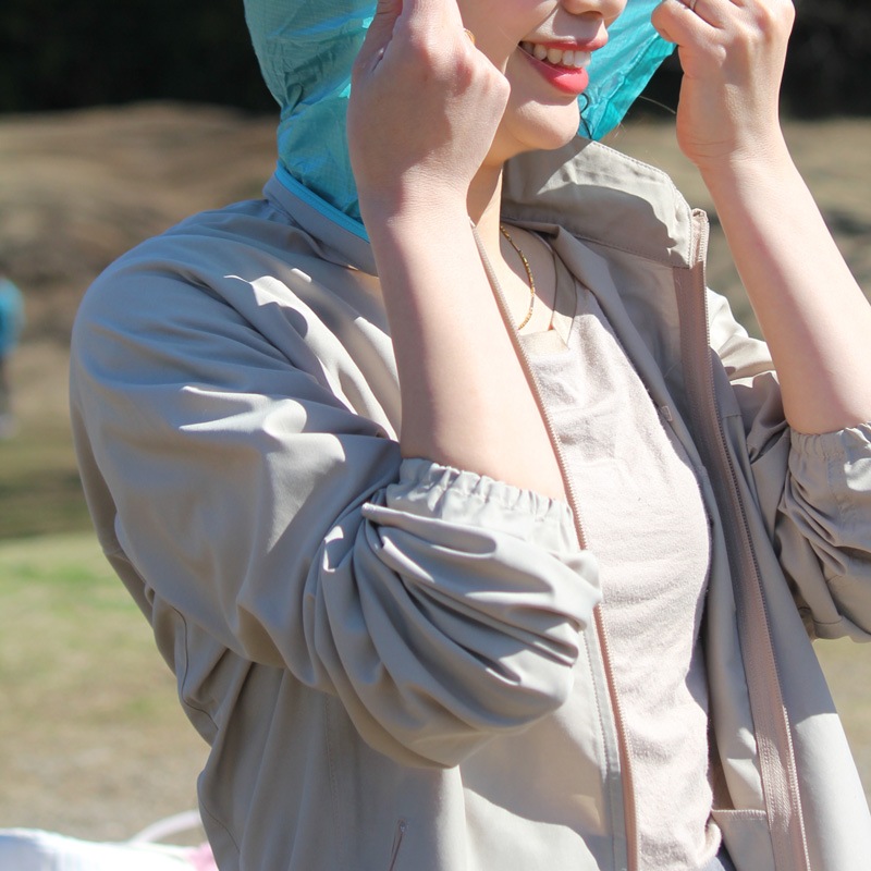 UVカットウインドブレーカー　サン＆ウインドブレイクUVウエア　濃ベージュ　紫外線対策用