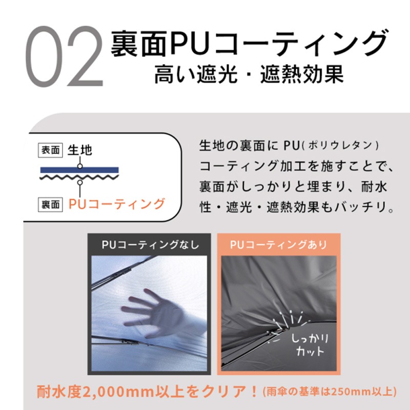 晴雨兼用2段ミニ折りたたみ日傘　センテリオ　50ｃｍ　遮熱・遮光　ベージュ