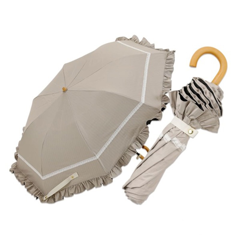 晴雨兼用2段ミニ折りたたみ日傘　センテリオ　50ｃｍ　遮熱・遮光　ベージュ