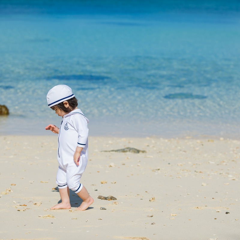 【赤ちゃんの紫外線対策　スイムウエア】　マリンスイムウェア＆キャップ　保温タイプ　エポカル　紫外線対策