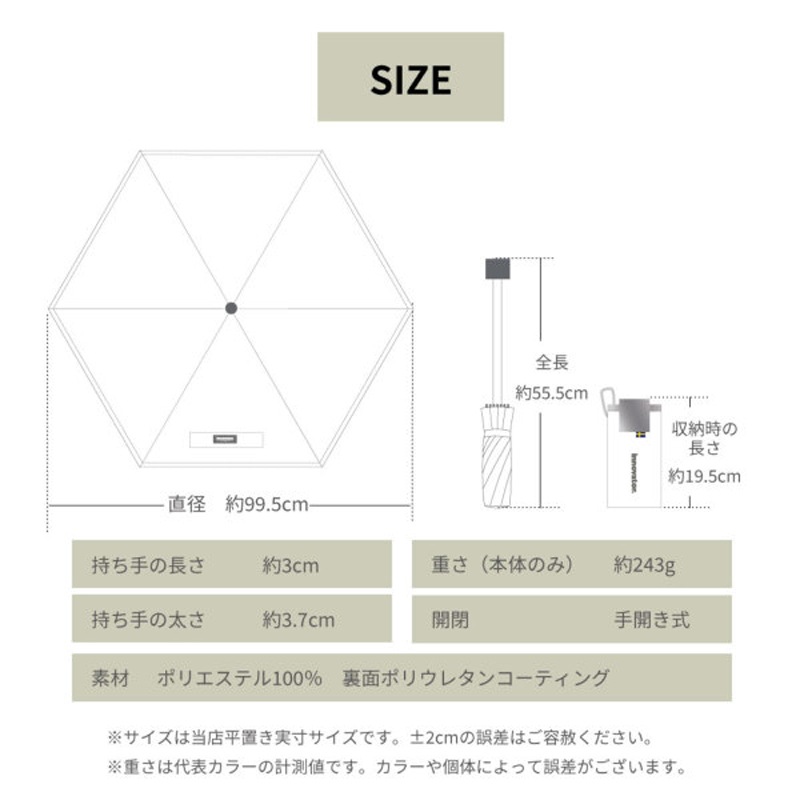 innovator（イノベーター）コンパクト　53ｃｍ　遮熱・遮光・UVカット　晴雨兼用折り畳み傘　ネイビー