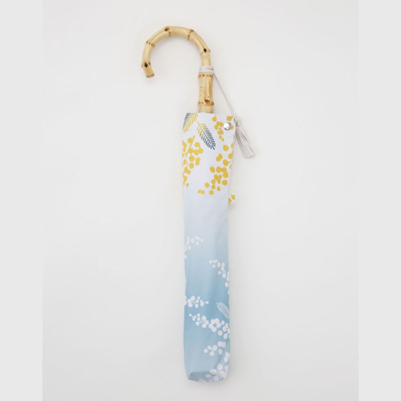 晴雨兼用2段ミニ折り畳み傘 ミモザ(水色/みずいろ)50cm 遮熱・遮光