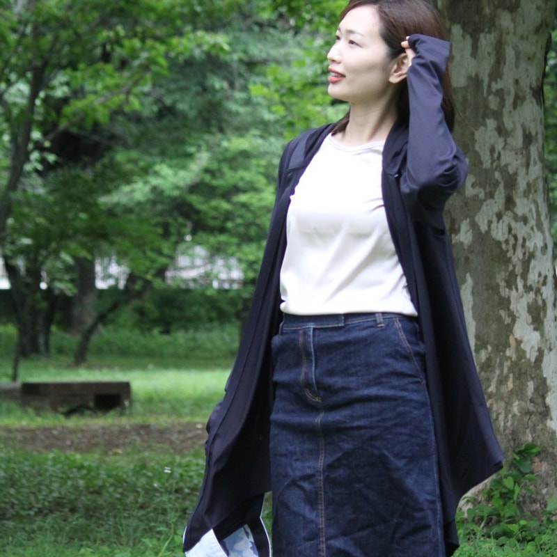 マジックフードひんやりUVカーデ　近赤外線＆紫外線カットアウター　Trubeaute使用