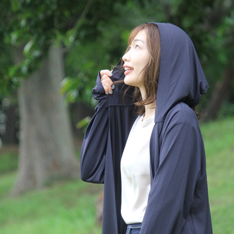 マジックフードひんやりUVカーデ　近赤外線＆紫外線カットアウター　Trubeaute使用