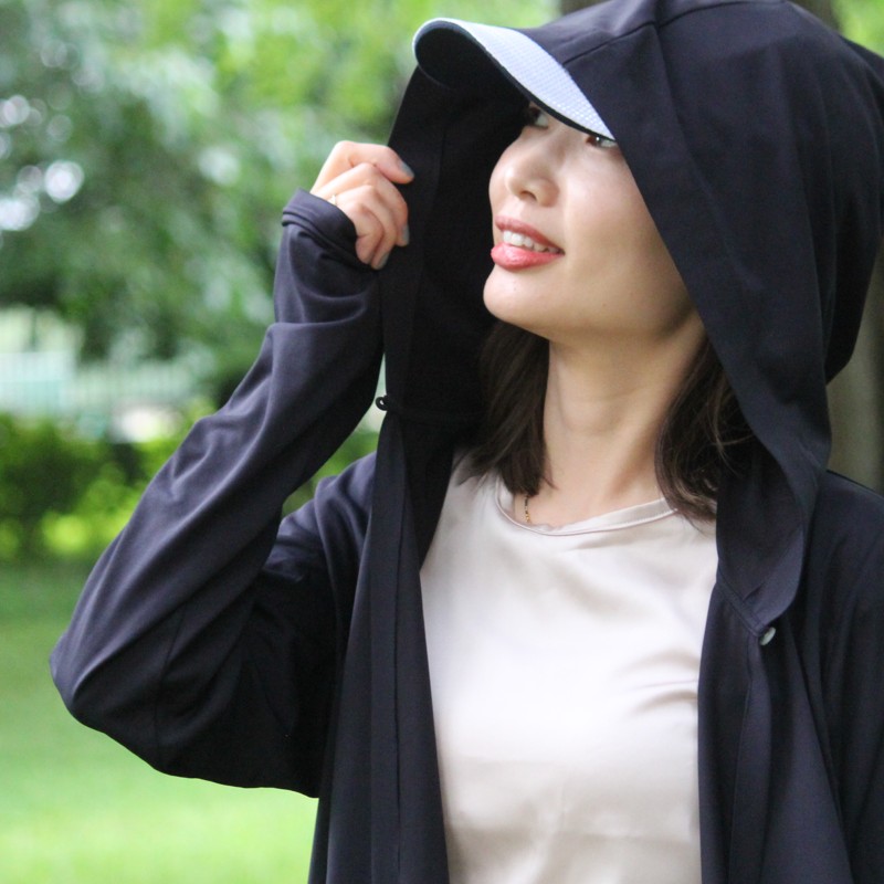 マジックフードひんやりUVカーデ　近赤外線＆紫外線カットアウター　Trubeaute使用