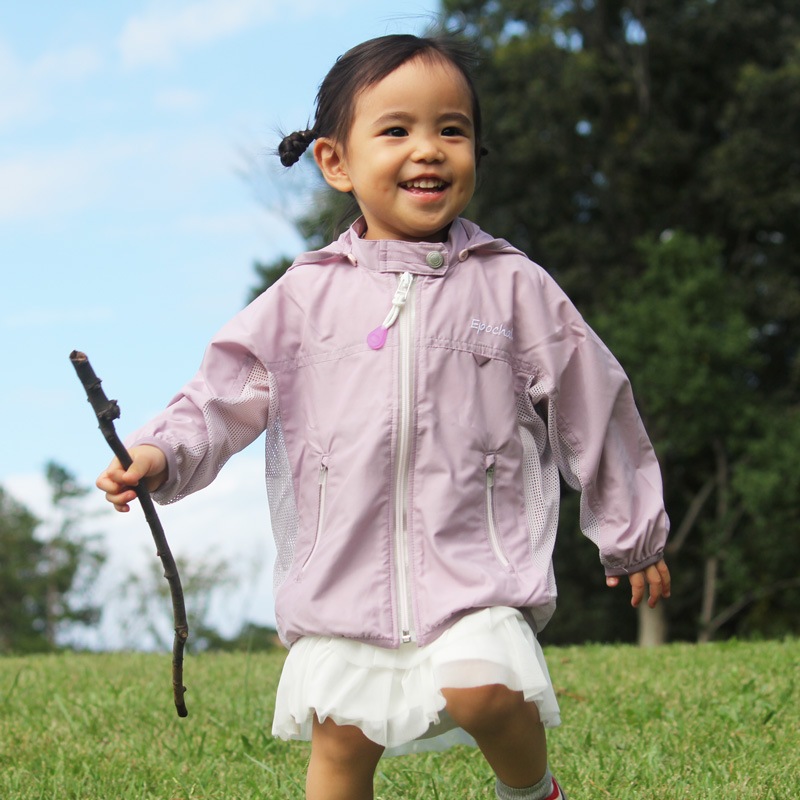 ～3歳サイズ／90cm UVカットウェア　ブレッサブルUVパーカー　ライラック
