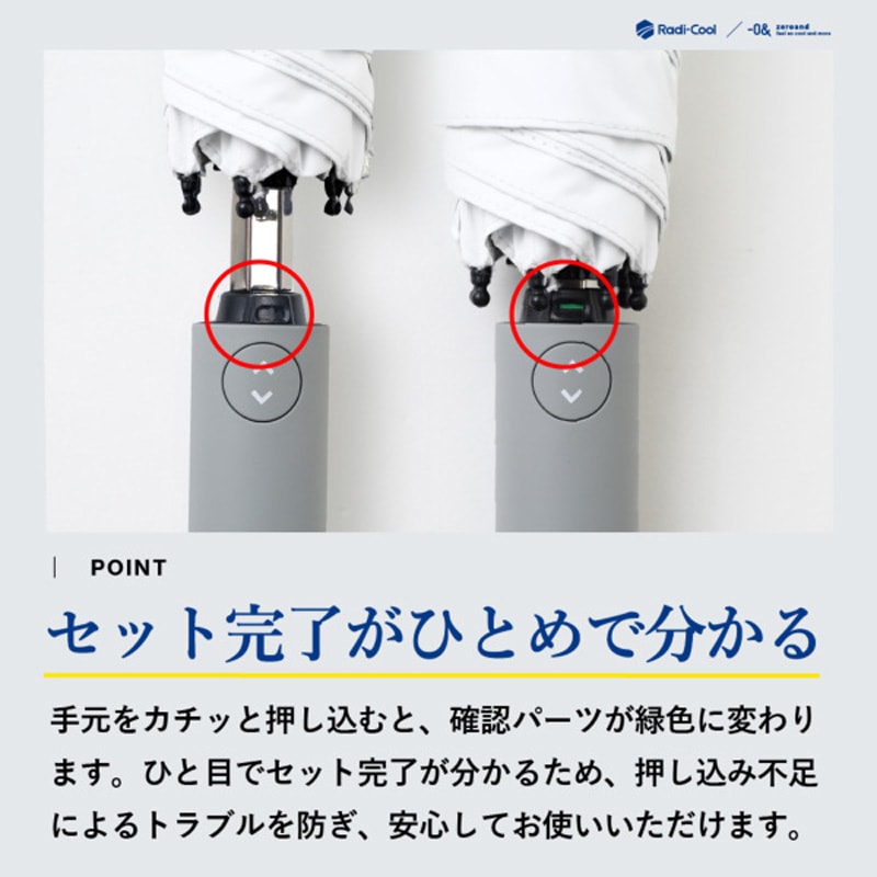 ワンタッチで開く!放射冷却技術を駆使した革新的な折畳日傘 ラディクール/ホワイト 遮熱・遮光・UVカット 55cm