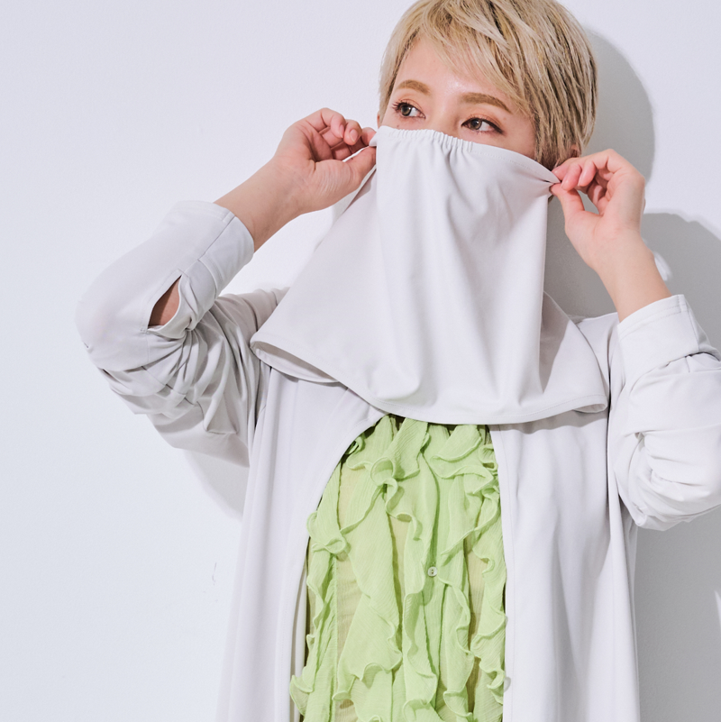 【近赤外線と紫外線をともにカットする】マジック3WAYフード付きロングカーディガン　Trubeaute(R)（トゥルーボーテ）　アイボリー