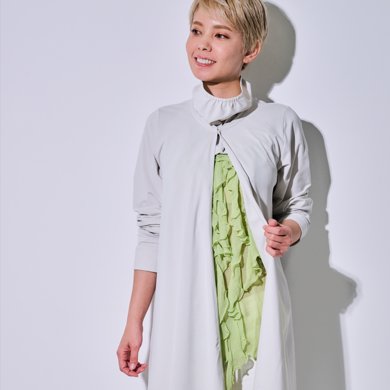 【近赤外線と紫外線をともにカットする】マジック3WAYフード付きロングカーディガン　Trubeaute(R)（トゥルーボーテ）　アイボリー