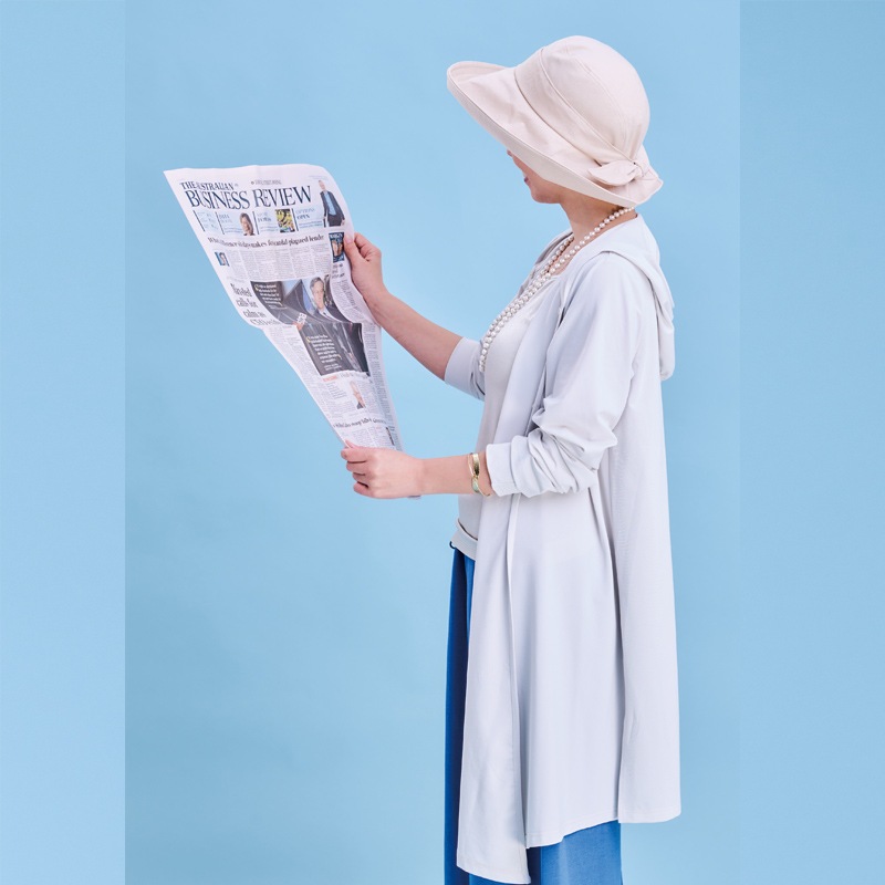 【近赤外線と紫外線をともにカットする】マジック3WAYフード付きロングカーディガン　Trubeaute(R)（トゥルーボーテ）　アイボリー