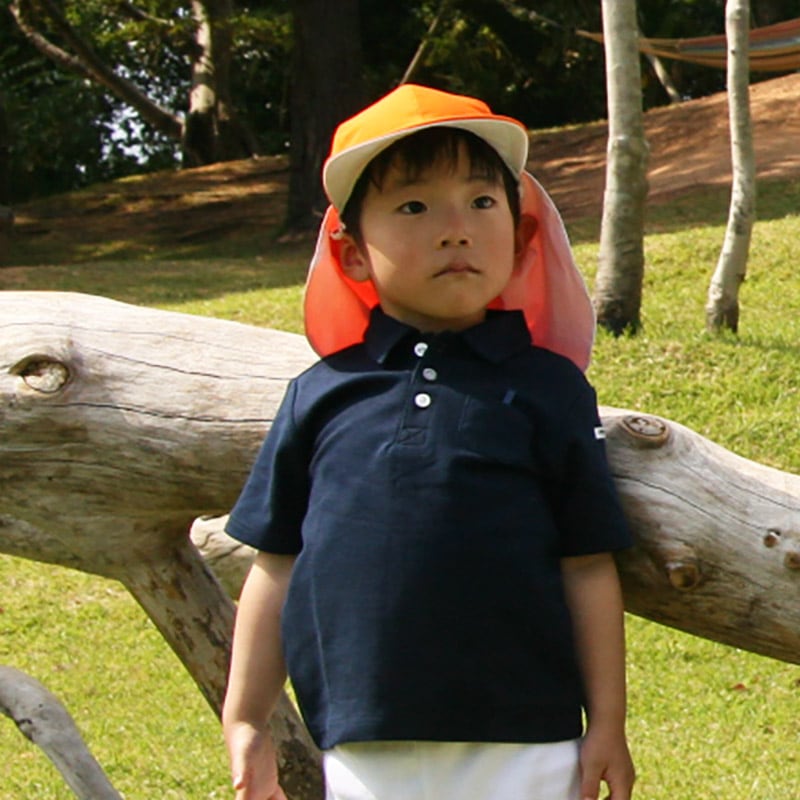 フラップつきUVカット体操帽子 オレンジ 【日本学校保健会推薦用品】 紫外線対策