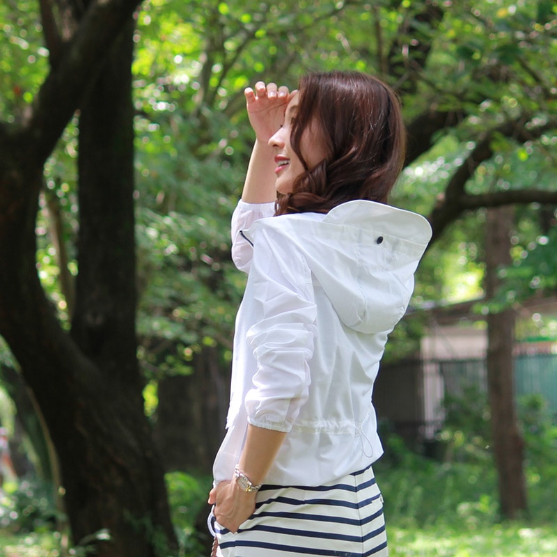 【メッシュ入り マリンスタイル UVケア ジャケット】メッシュＵＶマリンパーカー　ホワイト　エポカル　紫外線対策