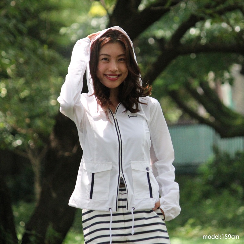 【メッシュ入り マリンスタイル UVケア ジャケット】メッシュＵＶマリンパーカー　ホワイト　エポカル　紫外線対策