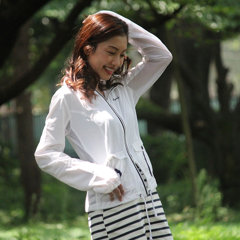 【メッシュ入り マリンスタイル UVケア ジャケット】メッシュＵＶマリンパーカー　ホワイト　エポカル　紫外線対策