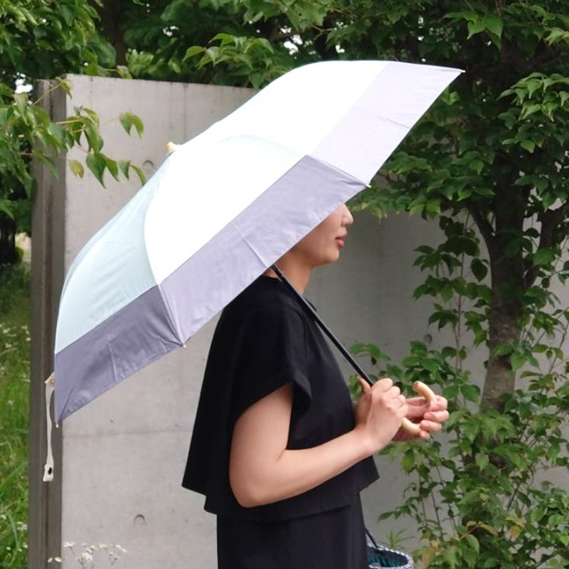 Ciel（シエル）晴雨兼用2段ミニ折りたたみ日傘　50ｃｍ　遮熱・遮光　サックスダンガリー