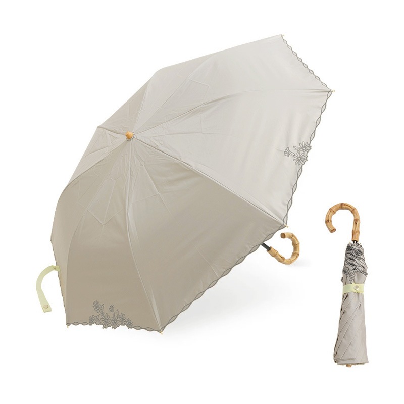 Ciel（シエル）晴雨兼用2段ミニ折りたたみ日傘　50ｃｍ　遮熱・遮光　ミルクティー